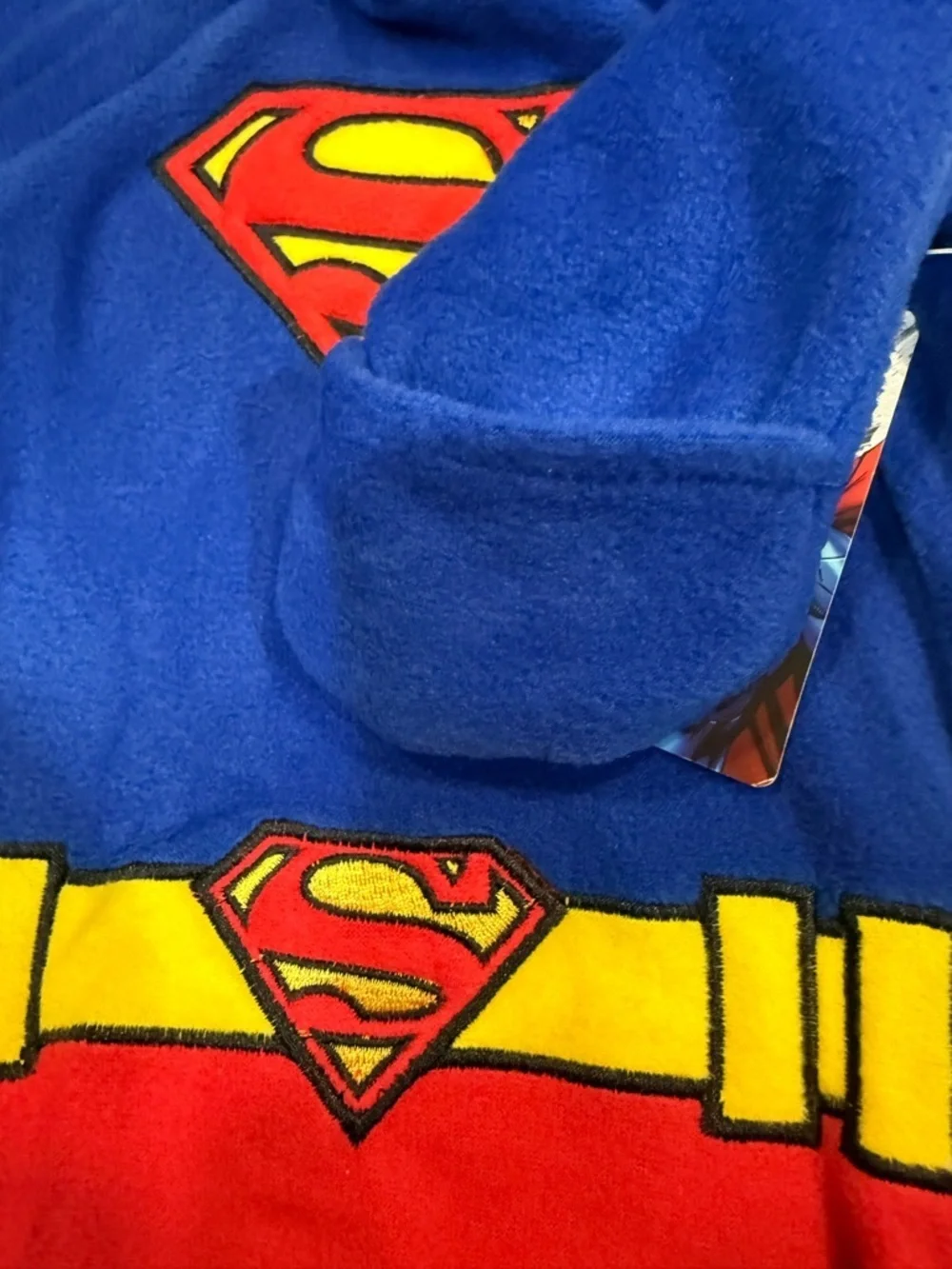 Superman Superhero Blue & Red Kids Costume Fleece Pullover Hoodie 0-3 months NWT